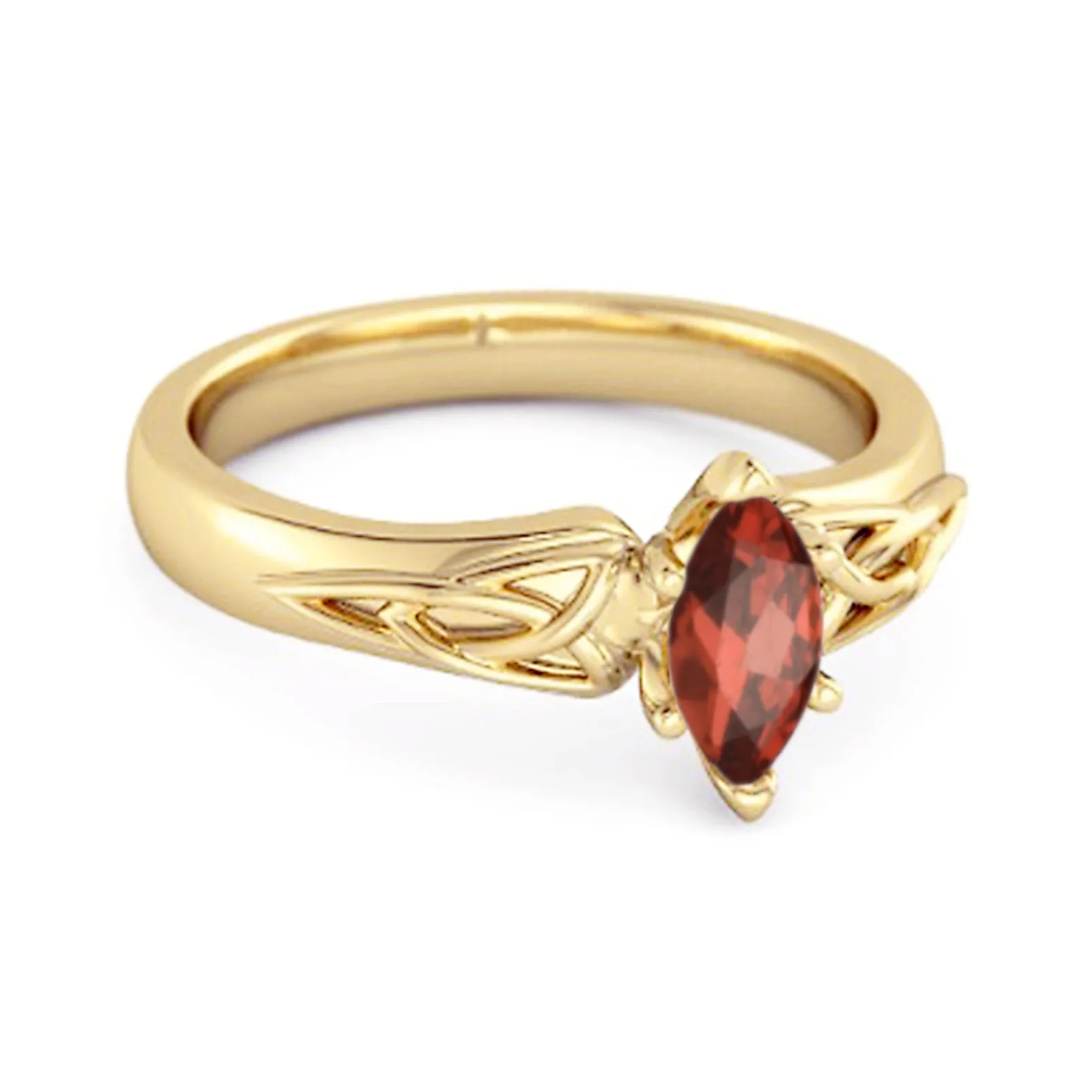 Celtic Garnet Ring 925 Sterling Silver Trinity Knot Band Ring