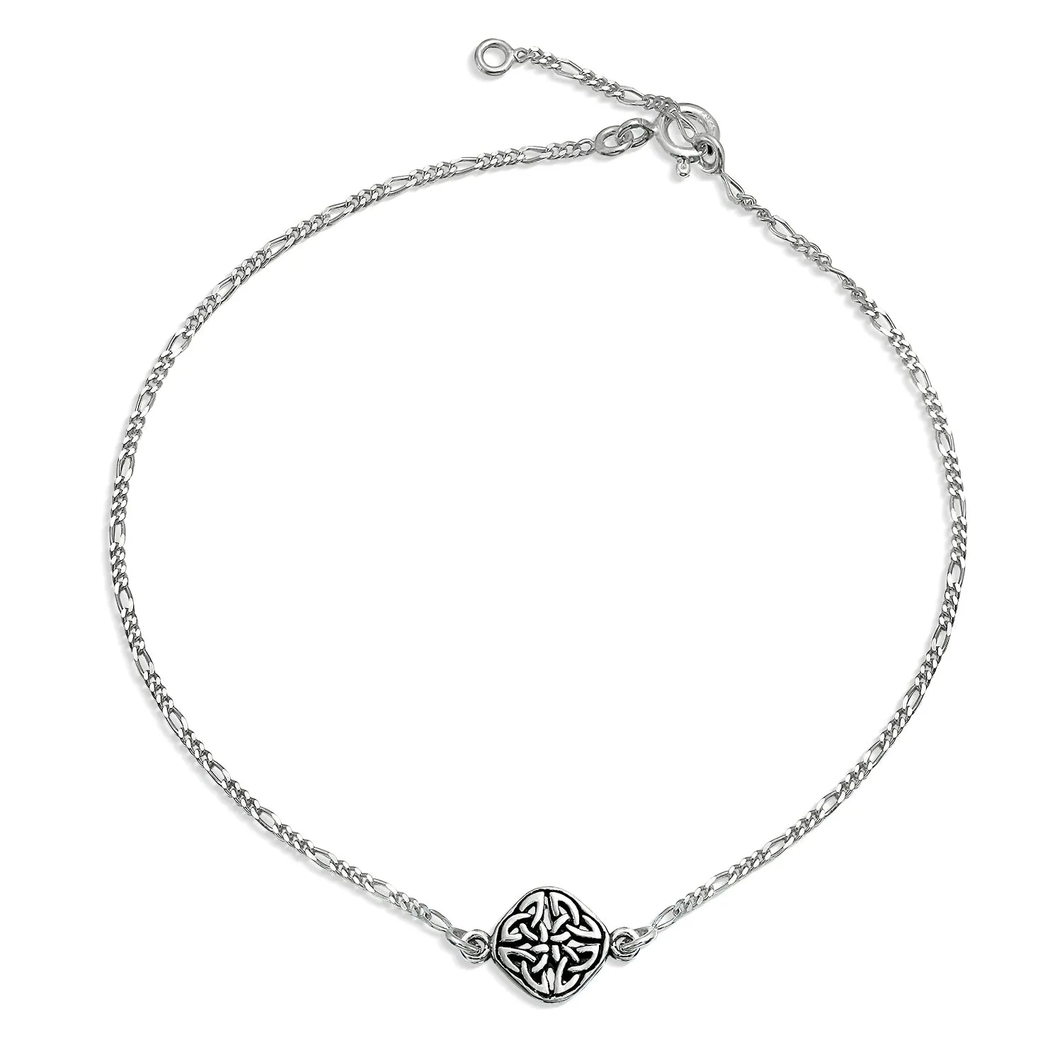 Celtic Love Knot Anklet Ankle Bracelet Sterling Silver Triquetra Design