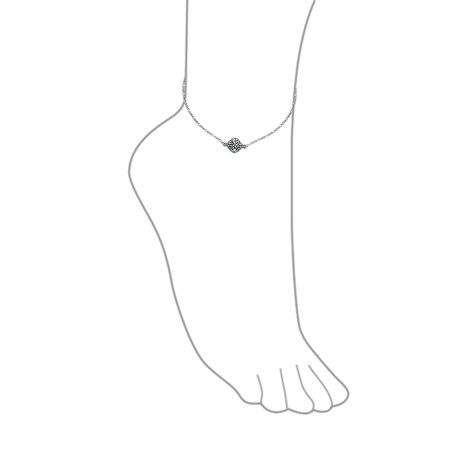 Celtic Love Knot Anklet Ankle Bracelet Sterling Silver Triquetra Design