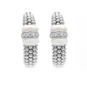 Ceramic Caviar Diamond Hoop Earrings