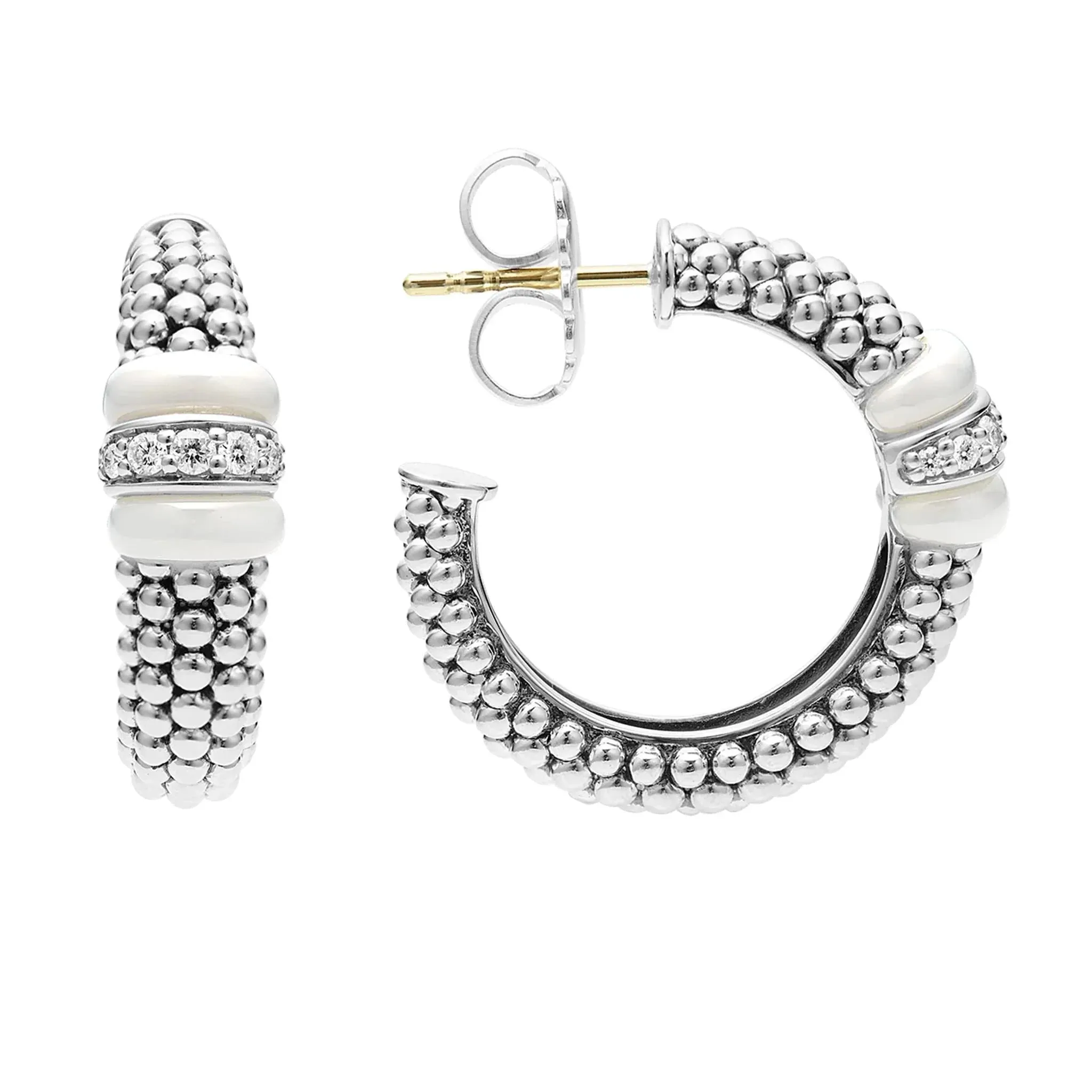 Ceramic Caviar Diamond Hoop Earrings