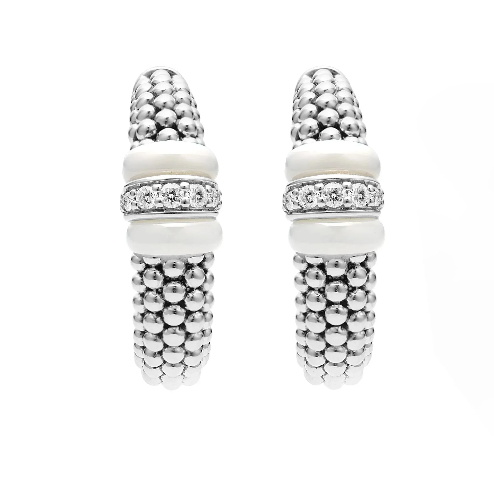 Ceramic Caviar Diamond Hoop Earrings