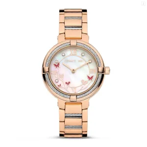 Cerruti 1881 Gardena Ladies White MOP Dial Rose Gold Stainless Steel Watch