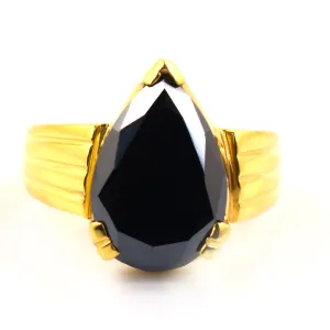 Certified 3 Ct Pear Cut Black Diamond Solitaire Ring in 925 Silver. Amazing Collection with Great Sparkle