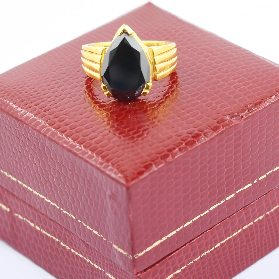 Certified 3 Ct Pear Cut Black Diamond Solitaire Ring in 925 Silver. Amazing Collection with Great Sparkle