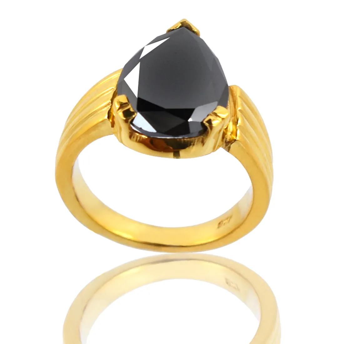 Certified 3 Ct Pear Cut Black Diamond Solitaire Ring in 925 Silver. Amazing Collection with Great Sparkle