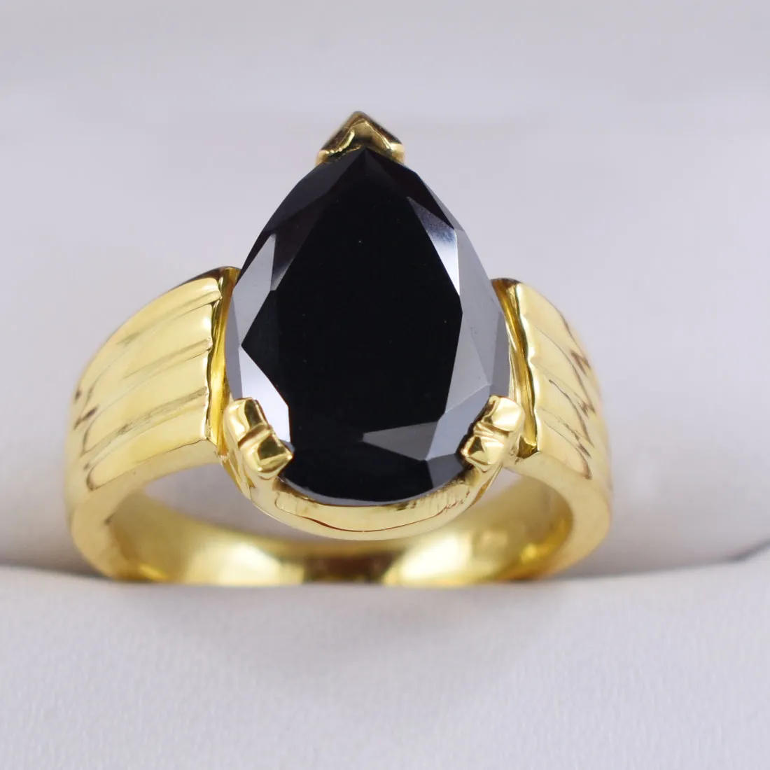 Certified 3 Ct Pear Cut Black Diamond Solitaire Ring in 925 Silver. Amazing Collection with Great Sparkle