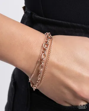 Chained Celebration - Rose Gold - Chain Paparazzi Lobster Claw Bracelet