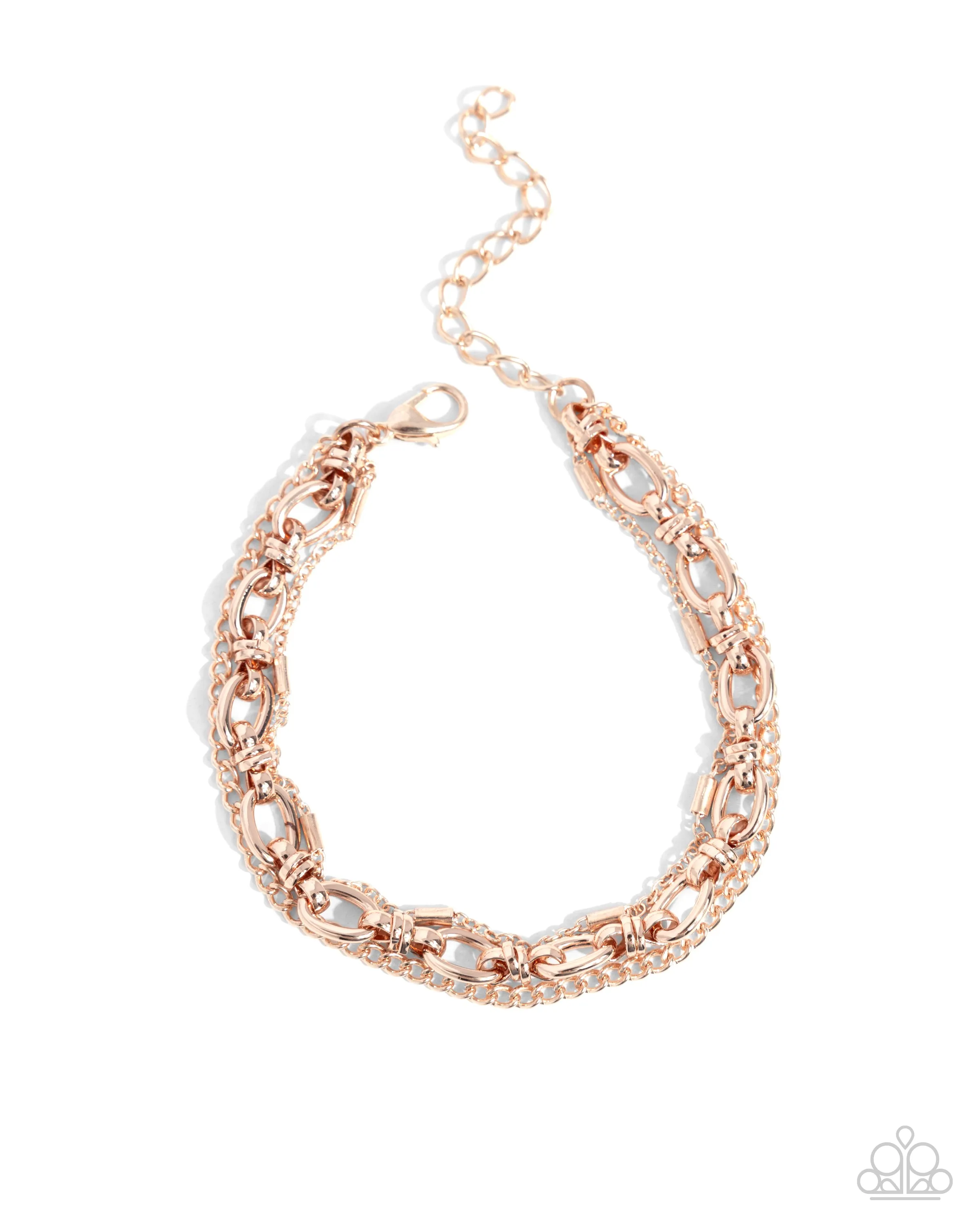 Chained Celebration - Rose Gold - Chain Paparazzi Lobster Claw Bracelet