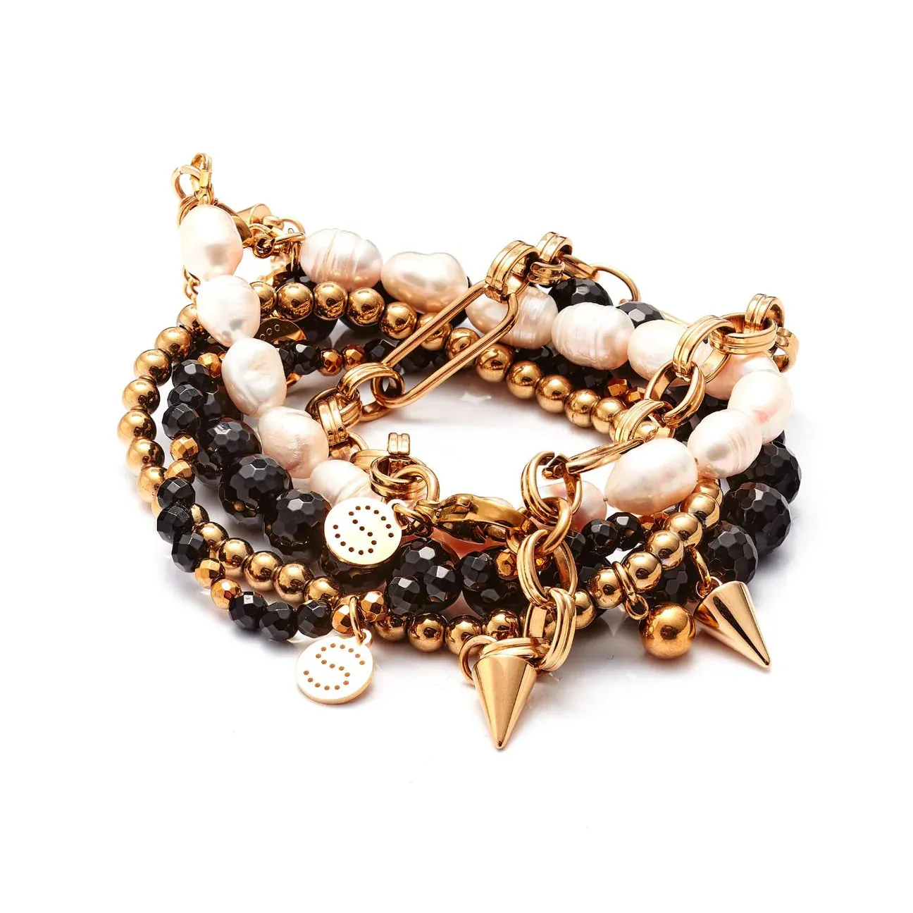 Charme Bracelet Trio By Silk & Steel - Black/Gold