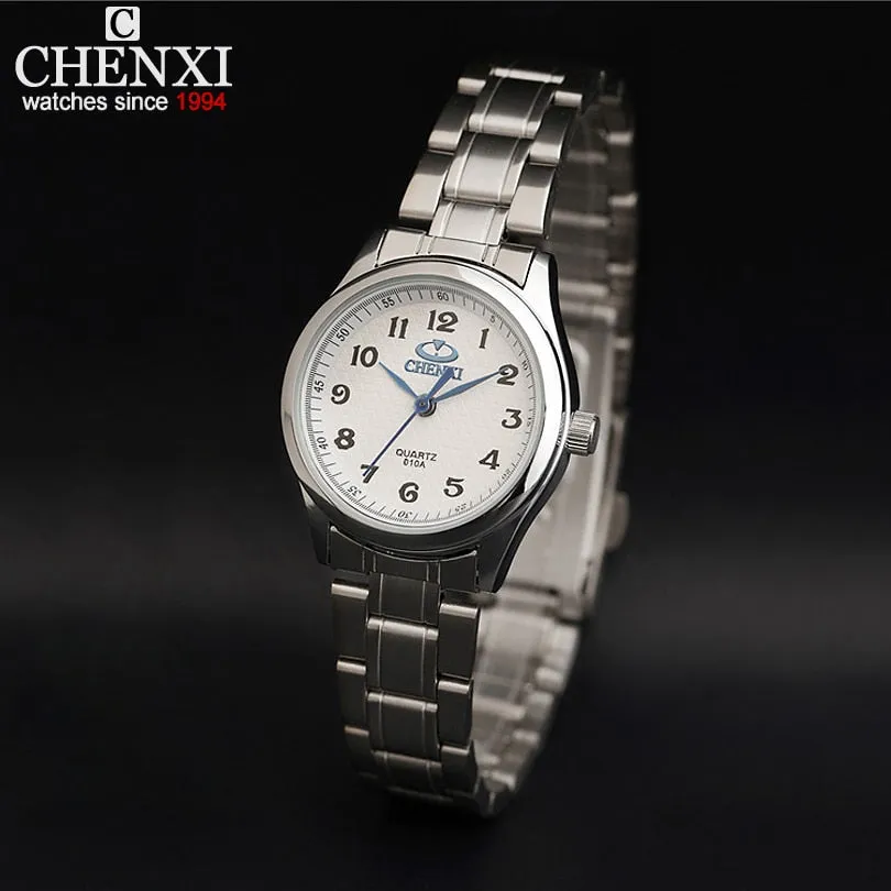 CHENXI Brand Women Watch Black and White Dial Stainless Steel Quartz Watches Simple Gift Female Clock Garments Wristwatch