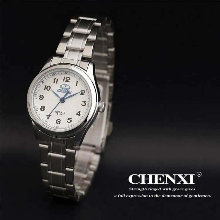 CHENXI Brand Women Watch Black and White Dial Stainless Steel Quartz Watches Simple Gift Female Clock Garments Wristwatch