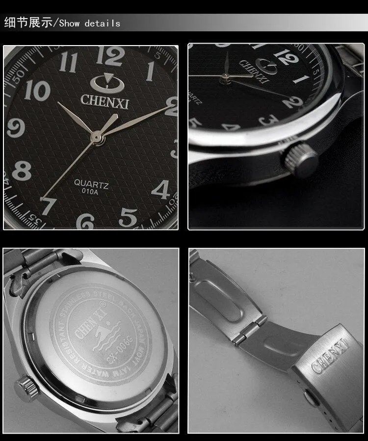 CHENXI Brand Women Watch Black and White Dial Stainless Steel Quartz Watches Simple Gift Female Clock Garments Wristwatch