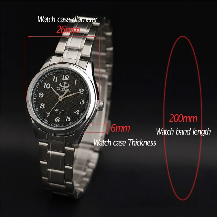 CHENXI Brand Women Watch Black and White Dial Stainless Steel Quartz Watches Simple Gift Female Clock Garments Wristwatch