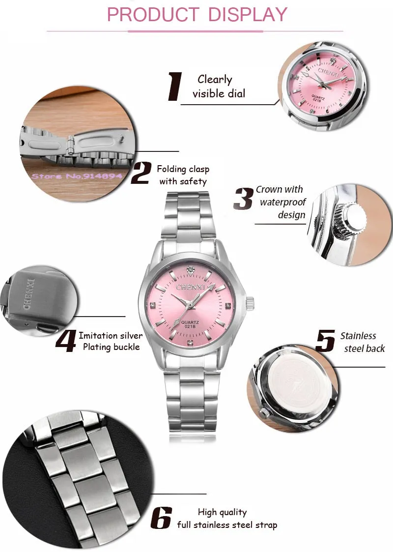 CHENXI Luxury Brand Fashion watches For Women Rhinestone Quartz Watch Women&#39;s Casual Dress Clock Ladies Bracelet Wristwatches