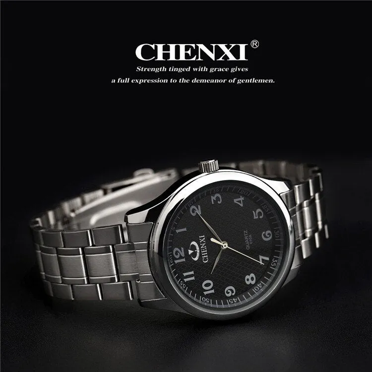 CHENXI Top Men Women Quartz Watch Luxury Brand Fashion Stainless Steel Waterproof Clock Sport Watches Casual Male Wristwatch