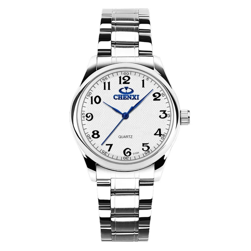 CHENXI Top Men Women Quartz Watch Luxury Brand Fashion Stainless Steel Waterproof Clock Sport Watches Casual Male Wristwatch