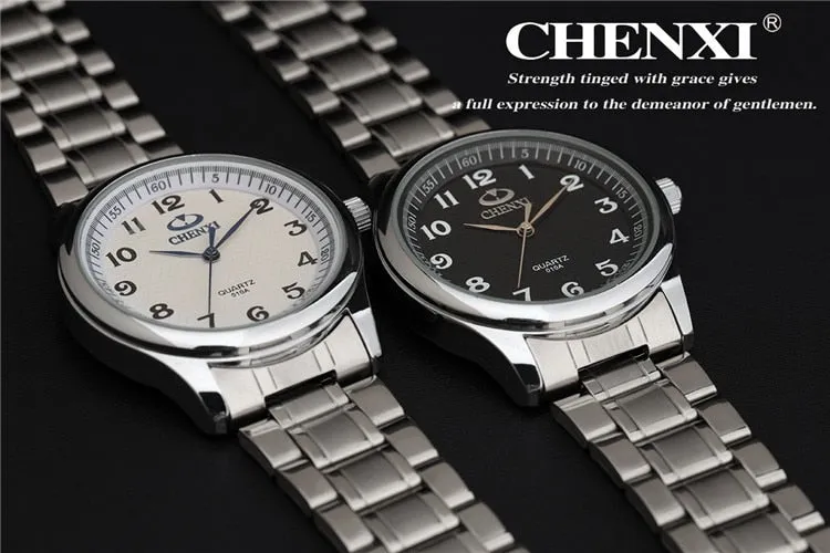 CHENXI Top Men Women Quartz Watch Luxury Brand Fashion Stainless Steel Waterproof Clock Sport Watches Casual Male Wristwatch