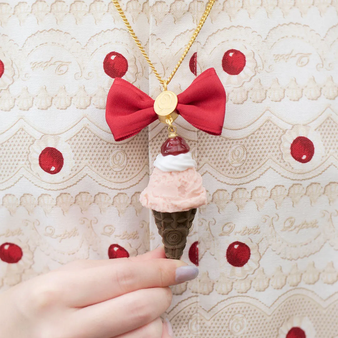Cherry Whipped Cream Strawberry Ice Cream Necklace【Japan Jewelry】