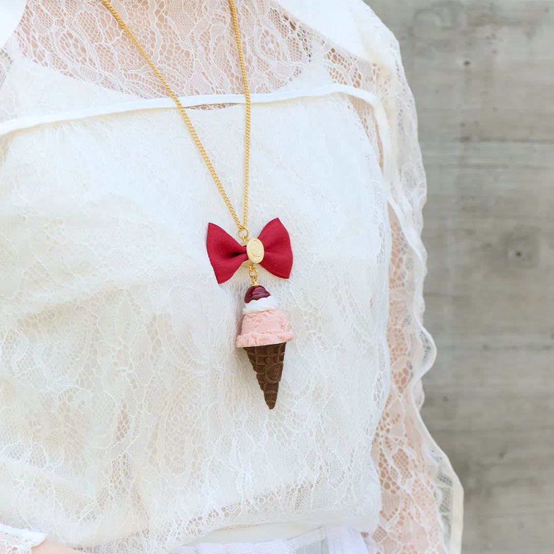 Cherry Whipped Cream Strawberry Ice Cream Necklace【Japan Jewelry】