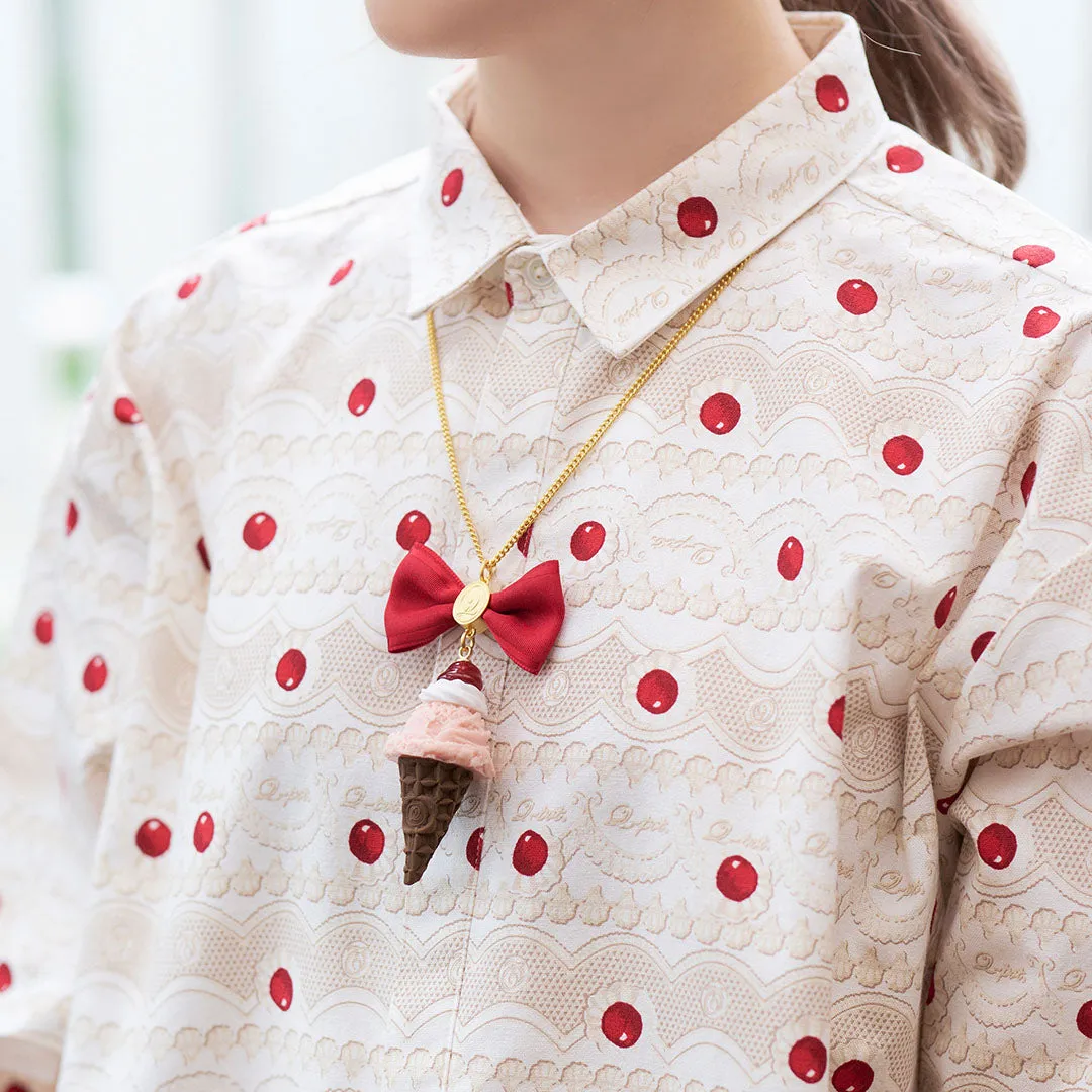 Cherry Whipped Cream Strawberry Ice Cream Necklace【Japan Jewelry】