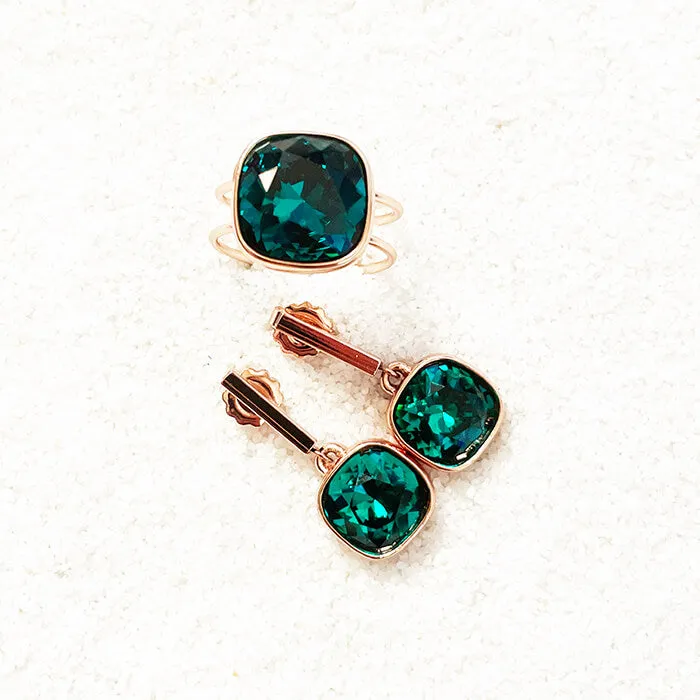 Chiara Emerald Swarovski Crystal Drop Earrings