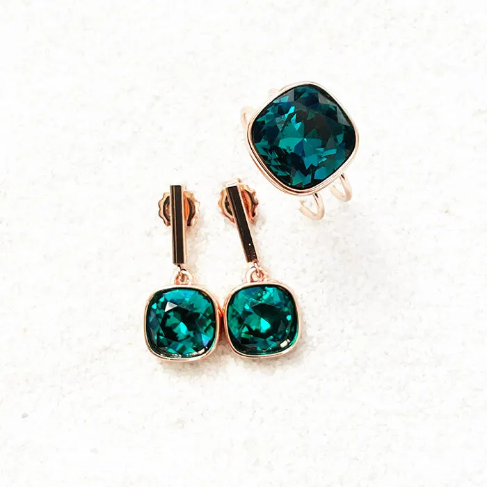 Chiara Emerald Swarovski Crystal Drop Earrings