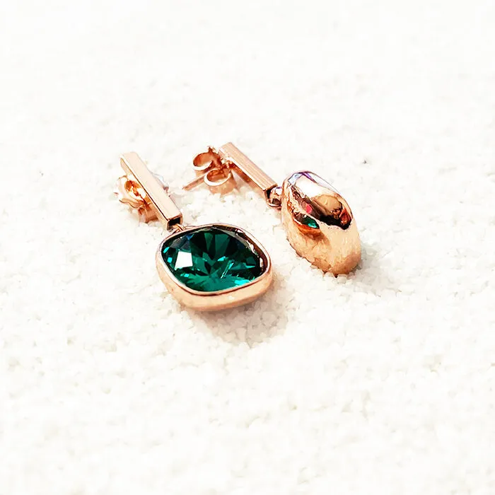 Chiara Emerald Swarovski Crystal Drop Earrings