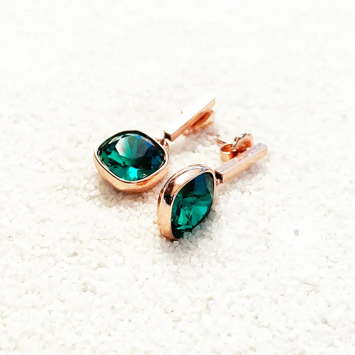 Chiara Emerald Swarovski Crystal Drop Earrings