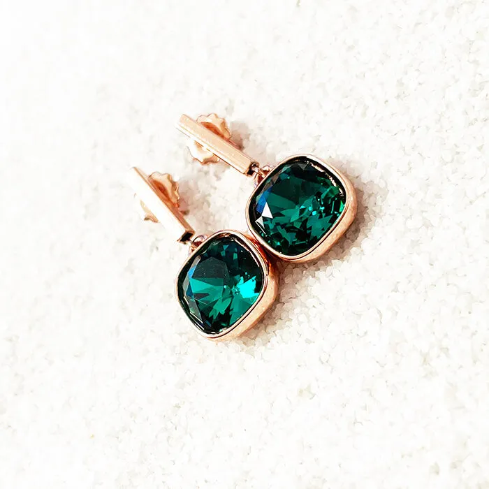 Chiara Emerald Swarovski Crystal Drop Earrings