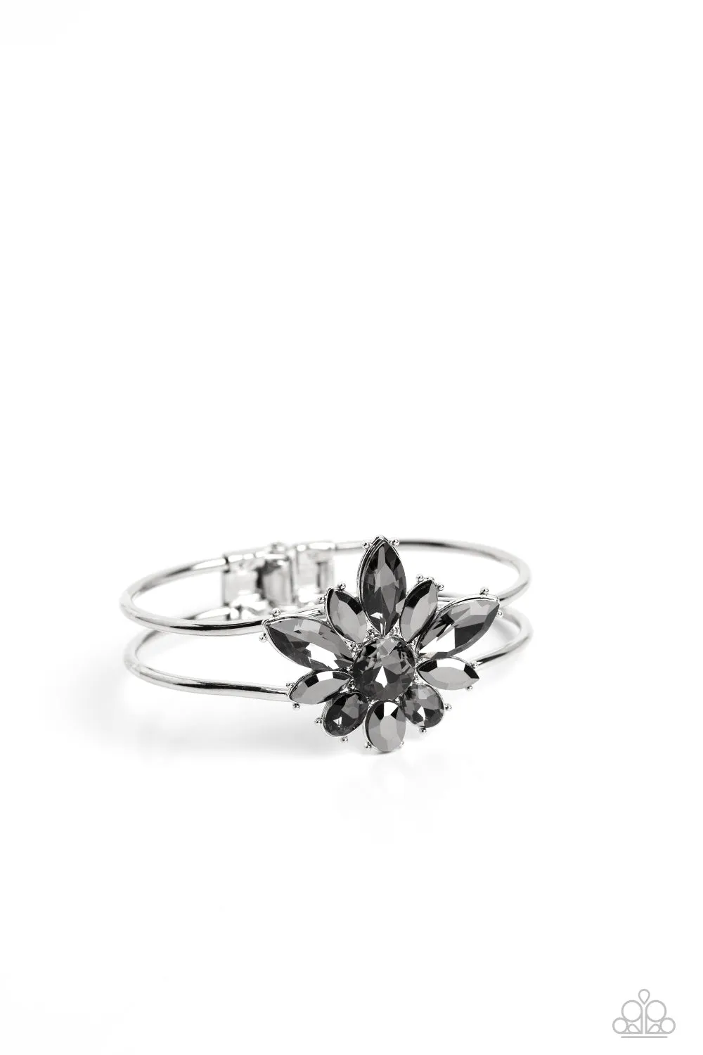 Chic Corsage - Silver - Hematite Marquise Gem Paparazzi Hinge Bracelet