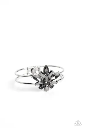 Chic Corsage - Silver - Hematite Marquise Gem Paparazzi Hinge Bracelet