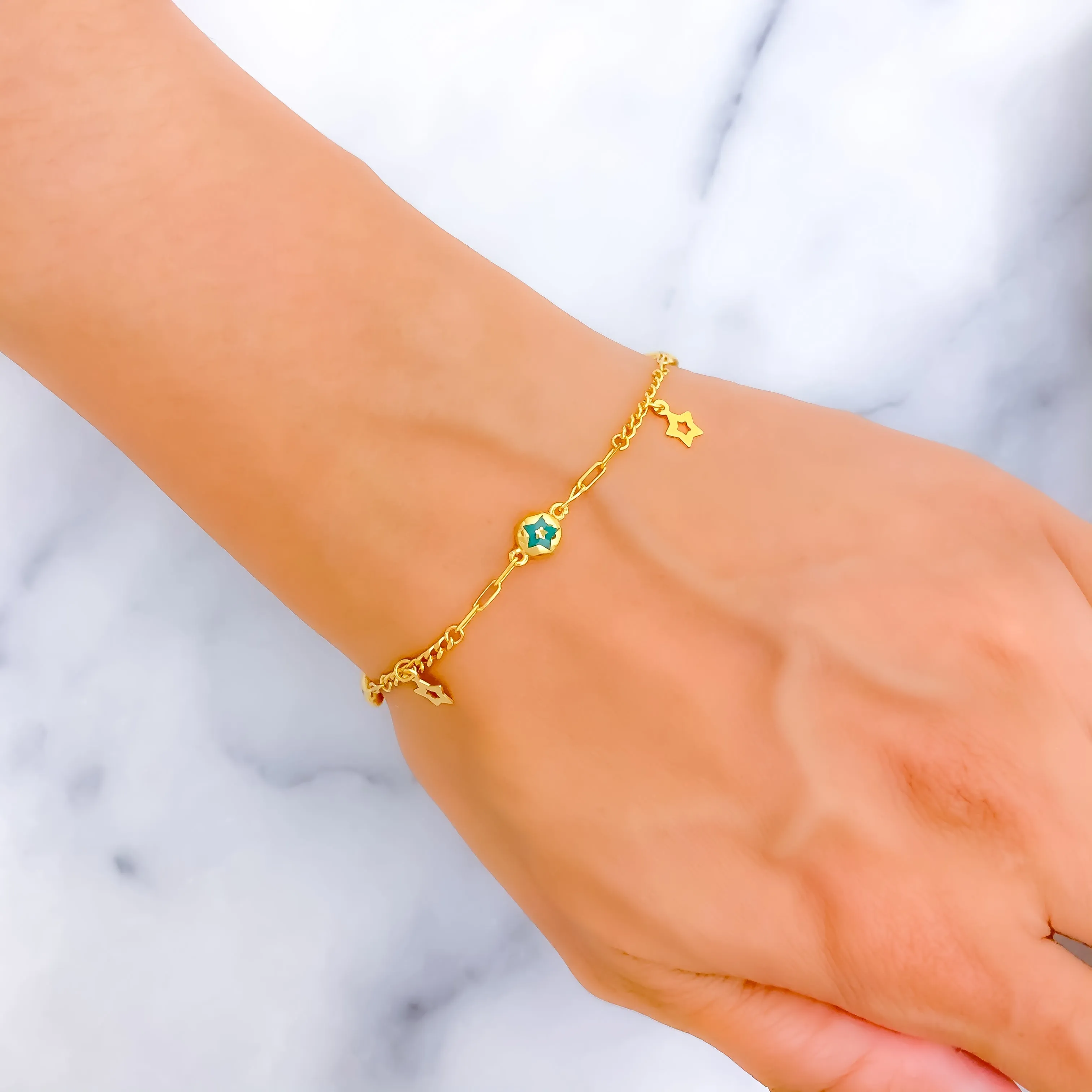 Chic Upscale Star 21k Gold Bracelet
