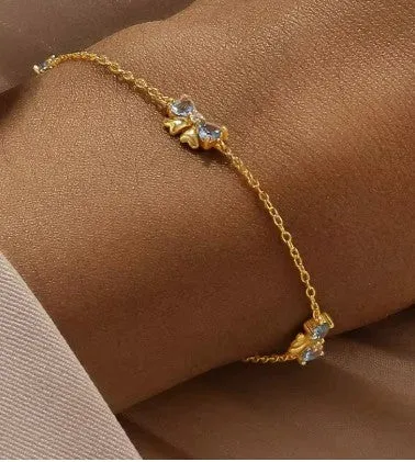 Children's Bracelets:  14k Gold Over Sterling Silver, Bow Bracelets with Gift Box