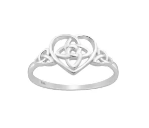 Children's Rings:  Sterling Silver Celtic Heart Rings, Size 5 with Gift Box