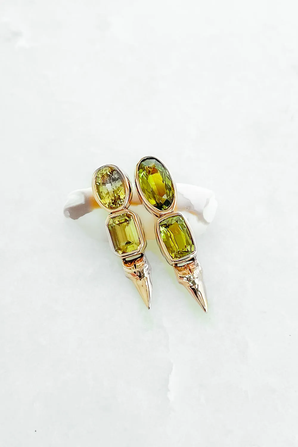Chrysoberyl Shark Tooth Earrings