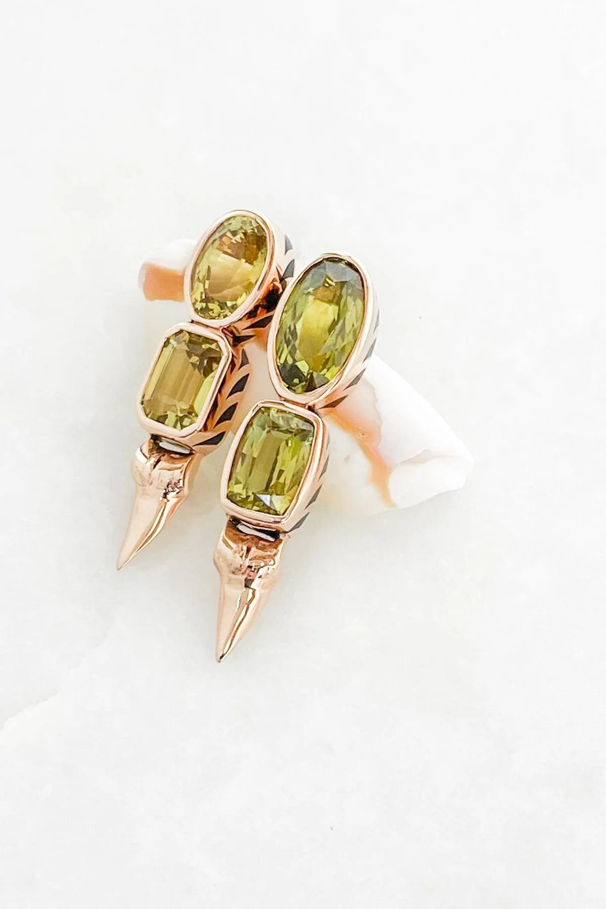 Chrysoberyl Shark Tooth Earrings