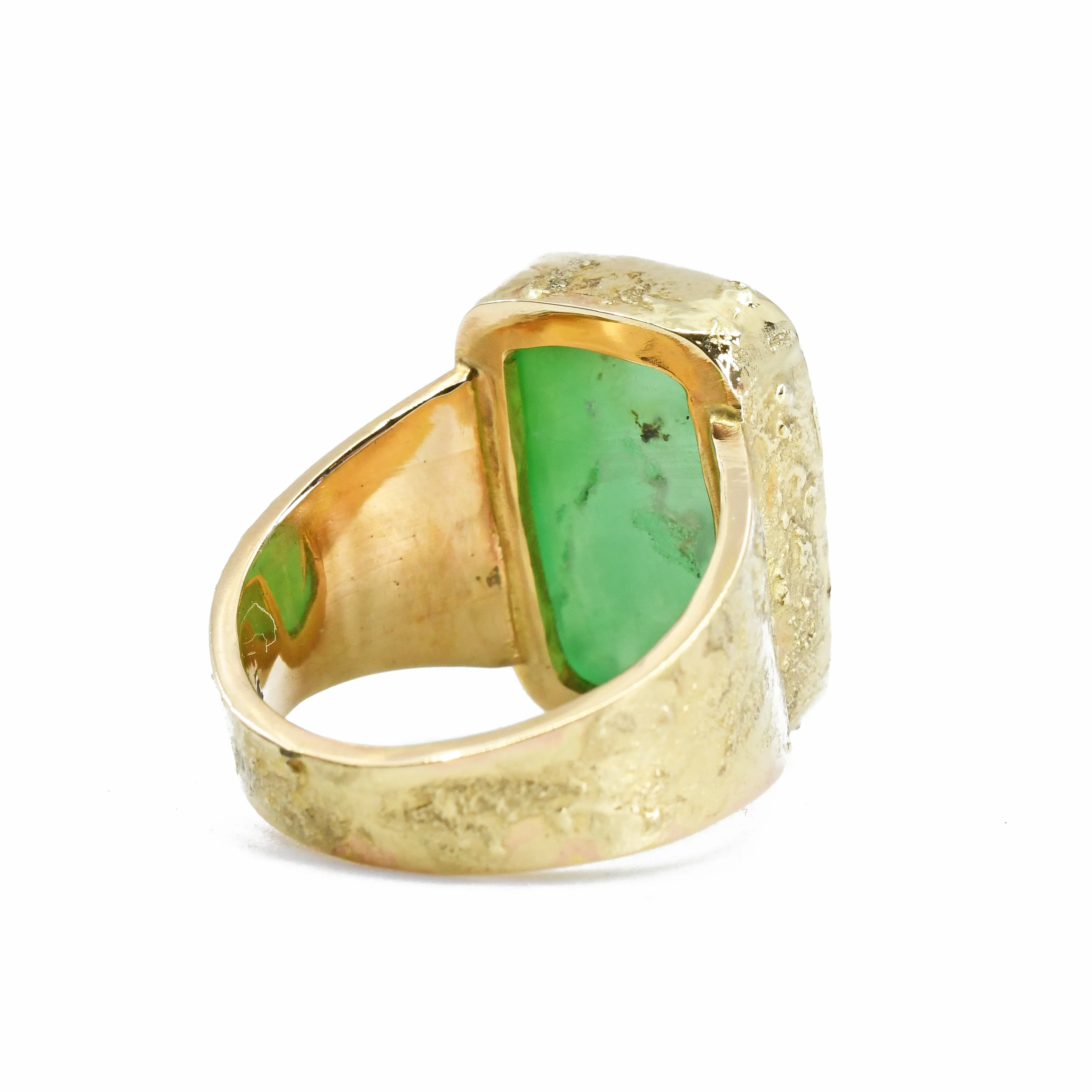 Chrysoprase Cabochon 14k Handcrafted Gemstone Ring