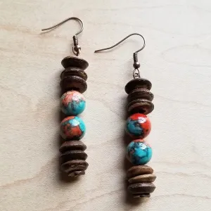 Ciara Multi-Colored Turquoise and Wood Earrings