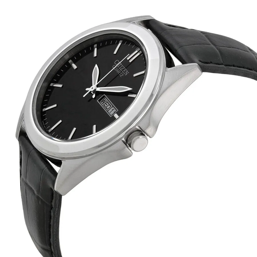 Citizen Black Dial Black Leather Men's Watch BF0580-06E