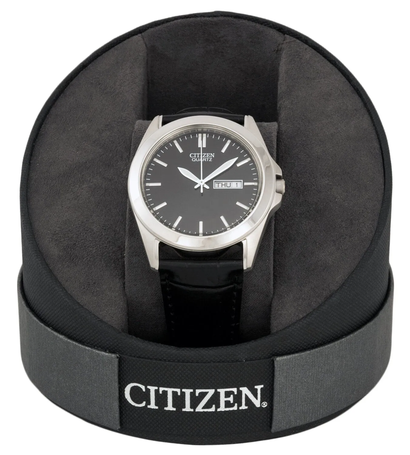 Citizen Black Dial Black Leather Men's Watch BF0580-06E