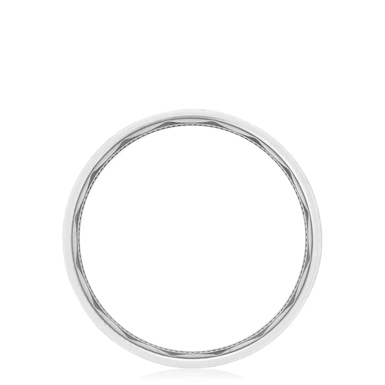 Classic 18K White Gold Bevel Edge in Brushed Finish Wedding Band Ring