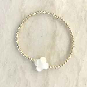 Clover Bracelet | Gold Beads & Mother of Pearl Clover | By Pearly Girls