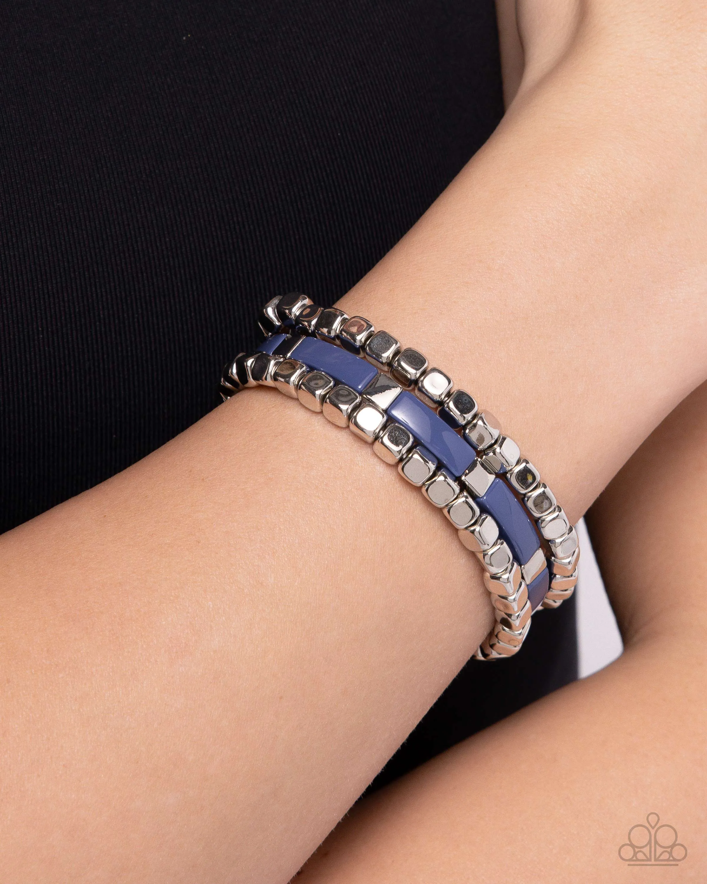 Colorful Cadenza - Blue - Bead Paparazzi Stretchy Bracelet