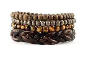 Combo bracelets homme perle et cuir