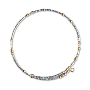 Confetti Beaded Bangle-Silver, Delicate Stacking Bracelets