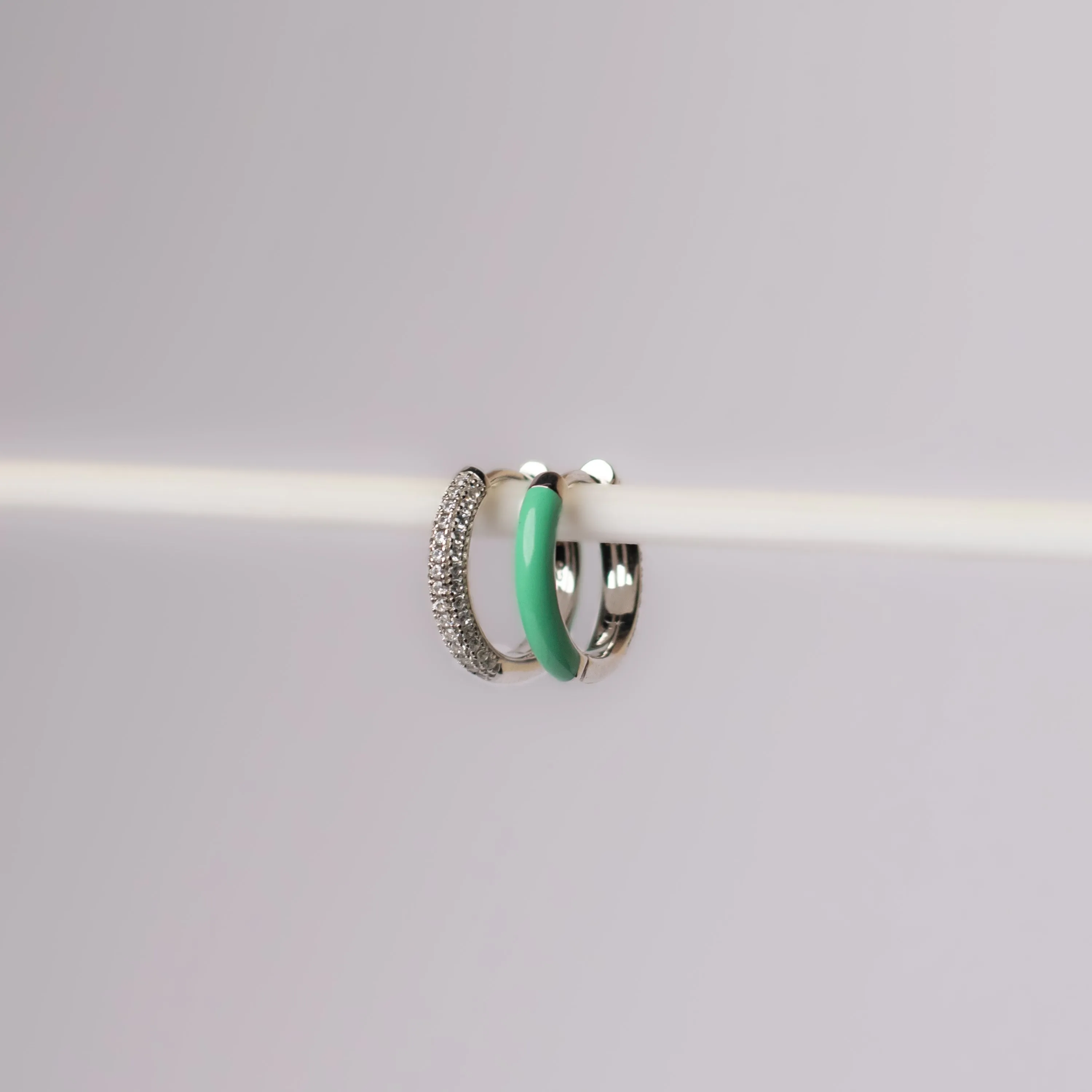 Cool mint green 2 in 1 hoops earrings