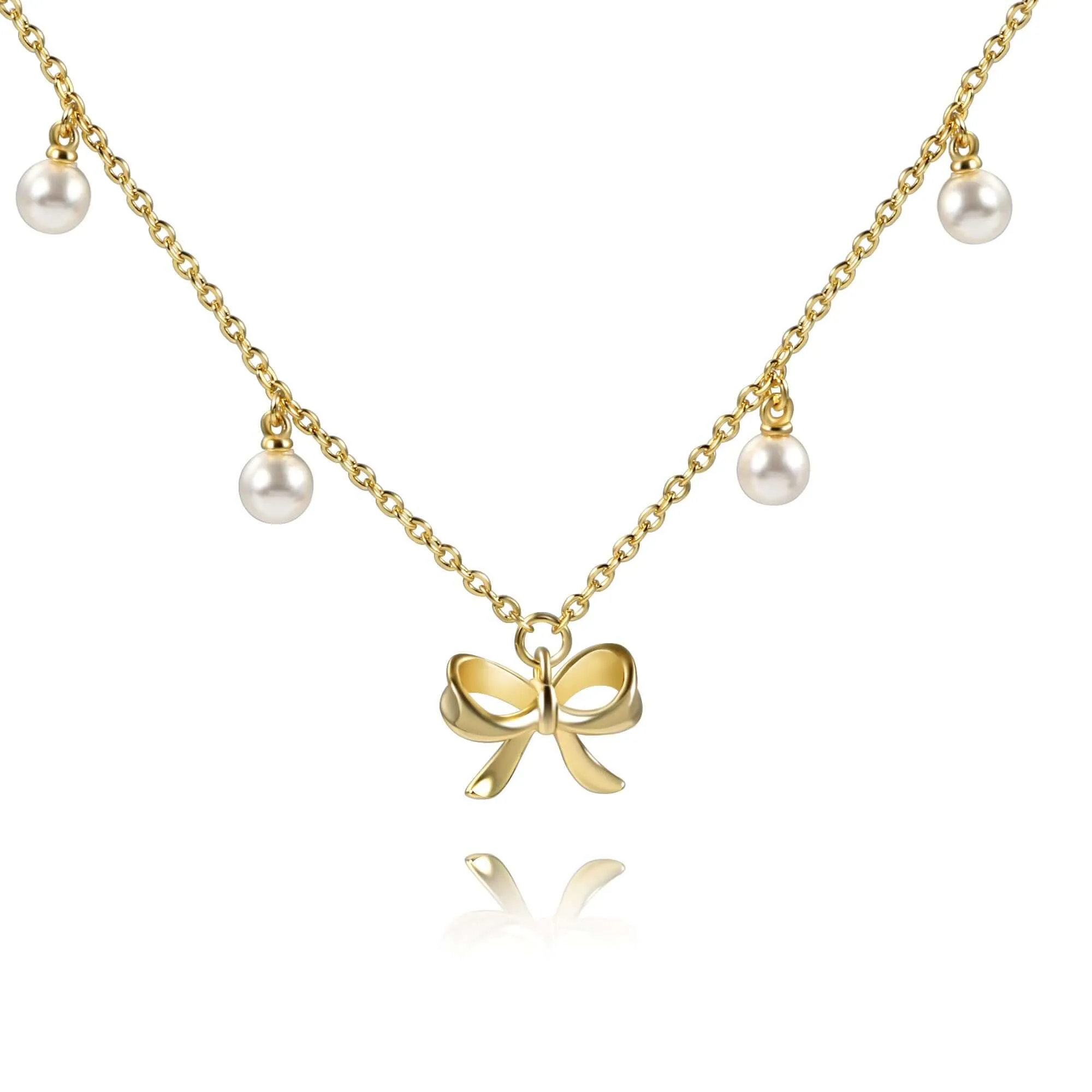 Coquette Charm Adorable Pearl Ring Bracelet Necklace Delicate Stud Earrings Set designed by Katie
