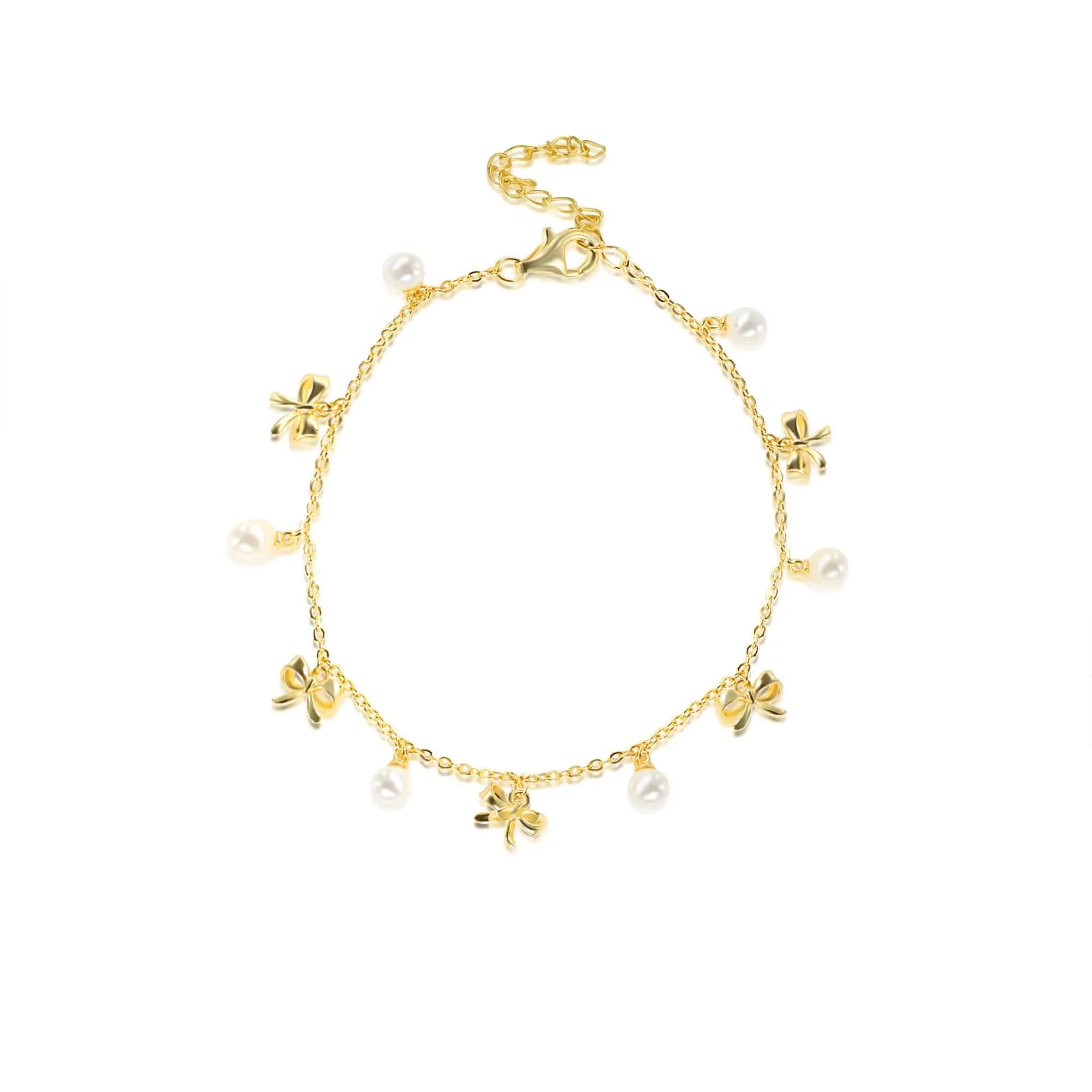 Coquette Charm Adorable Pearl Ring Bracelet Necklace Delicate Stud Earrings Set designed by Katie