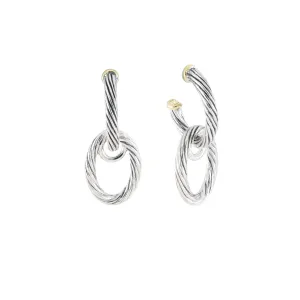 Cordão Collection - Large Oval Post With Drop Two-Tone Earrings